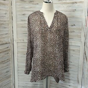 Avette Animal Print Sheer Tunic Blouse